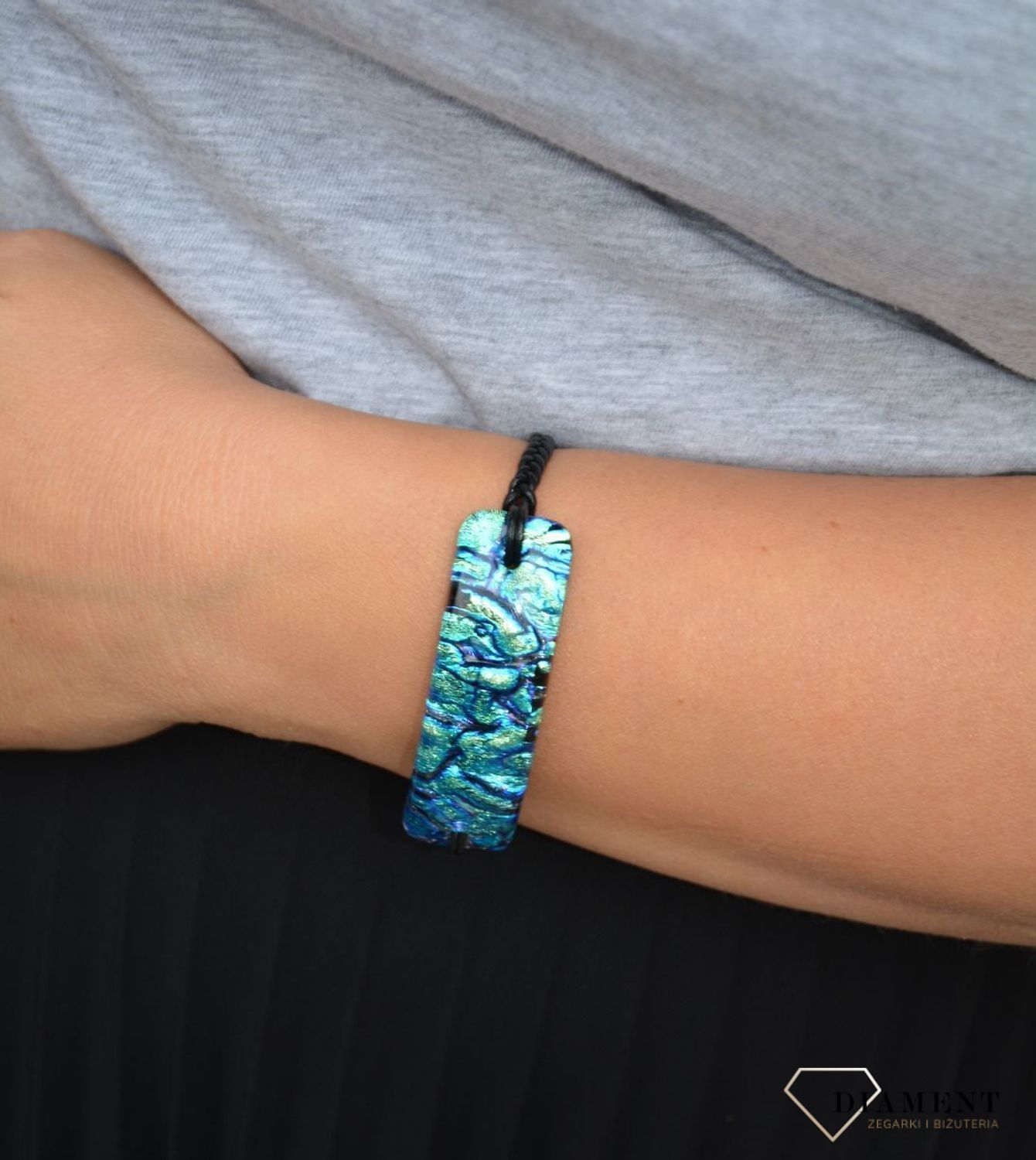 Bransoletka szkło weneckie granatowa kolorystyka Murano 06 (2).jpg